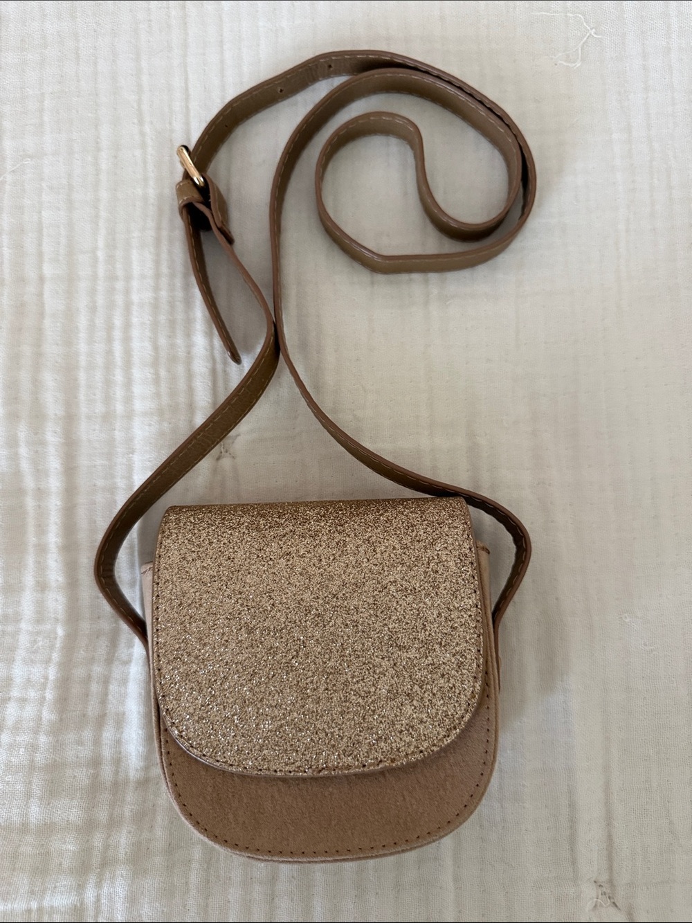 Zara Girl’s Glitter Crossbody Bag in Light Brown